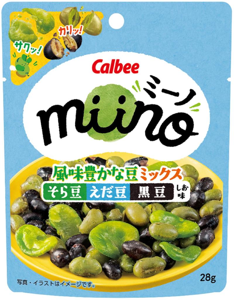 Calbee Miino Flavorful Bean Broad Black Salt 28g X 12 Bags Mix, Beans, Edamame, Beans, Flavor,