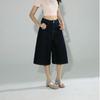 Fashion Summer Four Color Vintage High Waist Loose Wide Leg Straight Slimming Cropped Capri Denim Pants For Women Trendy Versatile AllMatch Design