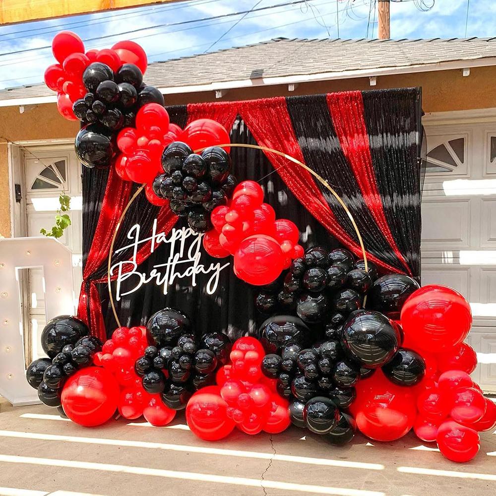 Red Valentine Day Balloons Garland Black Red Balloon Arch Kit New Year Birthday Party Graduation Wedding Anniversary Decoration