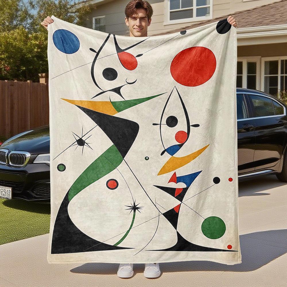 1PC Abstract ArtOutdoor Flannel Blanket - Soft Plush Decor for Picnics, Camping, Bedroom, Playroom, Office, or Lunch Break 1246A