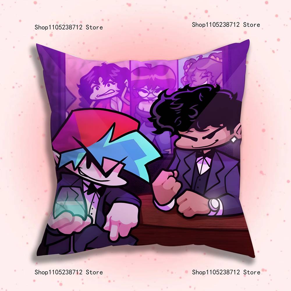Игровые F-Friday Night F-Funkins Наволочки Мультяшные Декоративные для Дивана Дома Двусторонняя Печать Короткий Плюш Милая Наволочка 12x12Inch