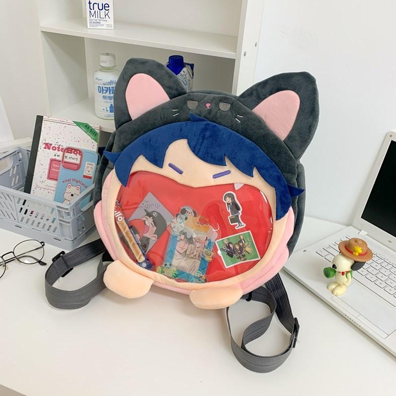 Character Theme Anime Plush Backpack Outdoor Large Capacity Itabag Transparent