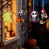 Spooky Party Decorations 6Pcs Halloween Wooden Hanging Decoration, Ghost Pumpkin Eyeball Themed Decoration Ornament with Rope, Holiday Decor Wall