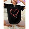 Petal Heart Print Short-sleeved T-shirt Casual and Versatile Style Suitable for Women's Daily Wear and Going Out In Summer