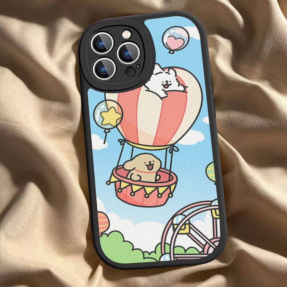 Lovely Line Dog Maltese For iPhone 16 15 14 16E 13 12 11 Pro Max Plus Phone Leather Case