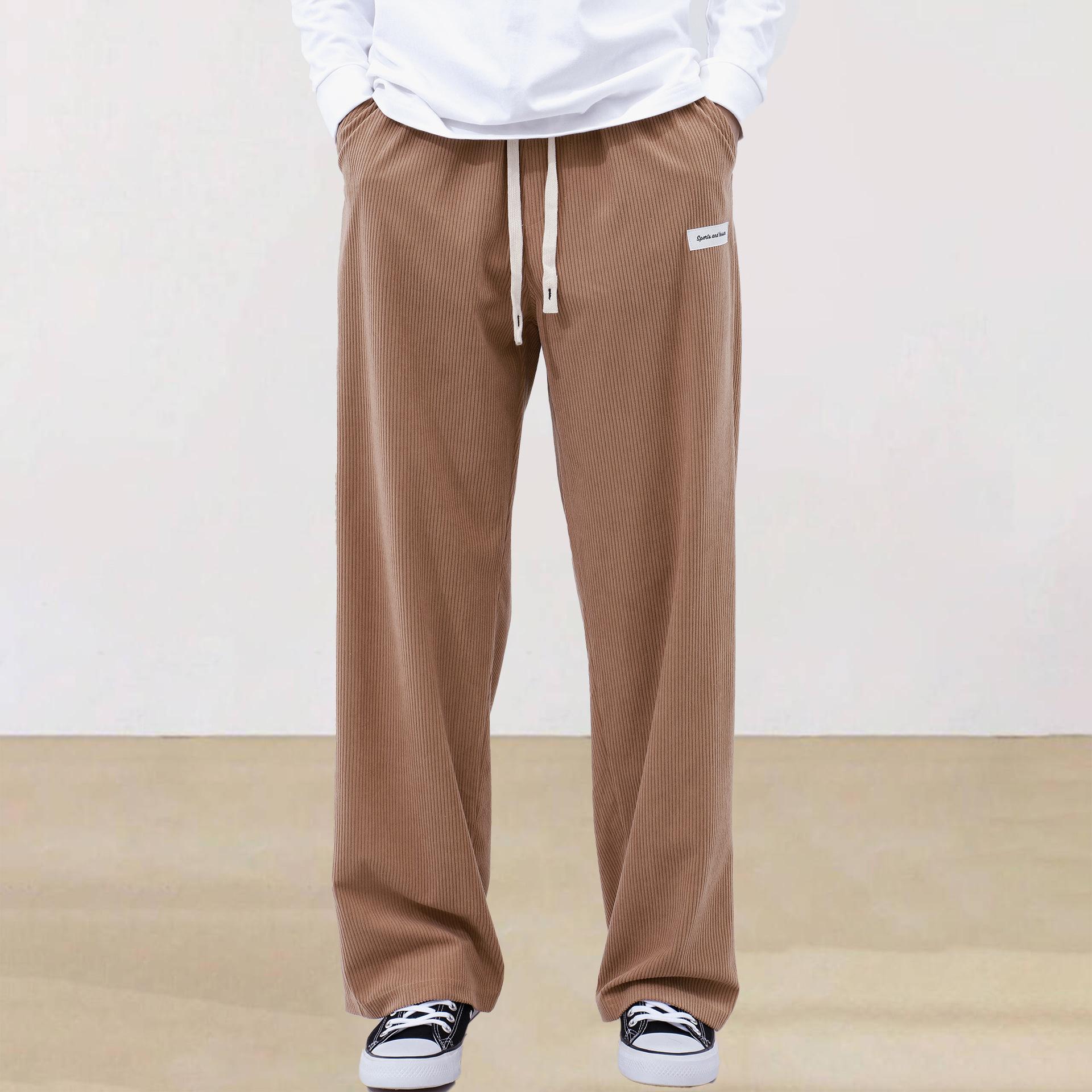 

Осенние мужские вельветовые повседневные брюки, модные брюки свободного кроя, прямые спортивные штаны, эластичная талия, кулиска, уличная одежда для активного отдыха 2XL