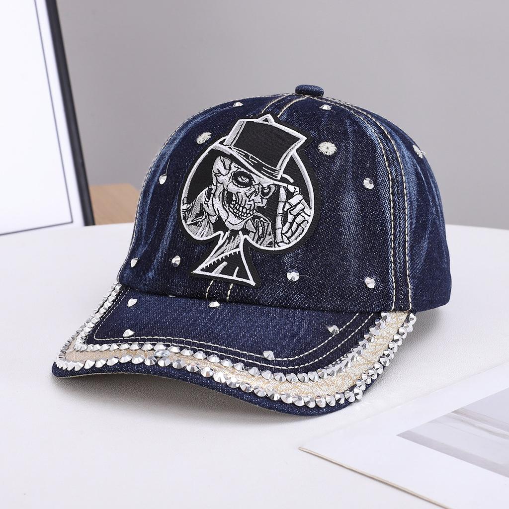 Fashion new handmade rhinestone baseball cap women's European and American fashion diamond-encrusted denim sunshade cap