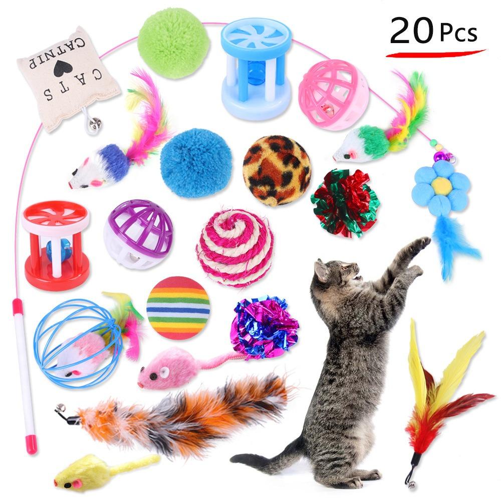 12/14/20PCS Sisal Mouse Funny Cat Stick Interactive Cat Supplies Cat Toys Interactive Play