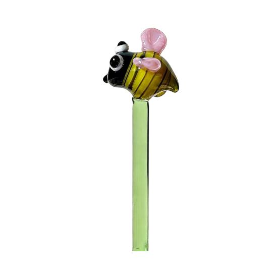 Handmade Mini Glass Animal Figurine Faux Crystal Small Bird Butterfly Bee Ornament with Stem for Home Office Tabletop Decor