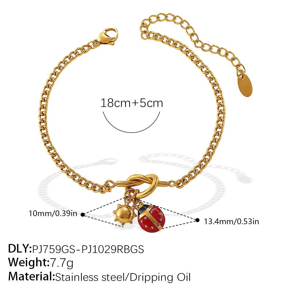 Diy Oil Drop Pendant Bracelet Women'S Stainless Steel Gold-Plated Simple Fashion Trend Jewelry