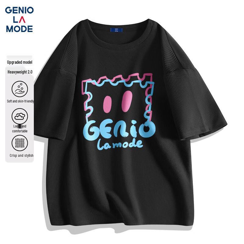 GENIOLAMODE Men s Heavy Waffle Knit Loose Fit T-Shirt M