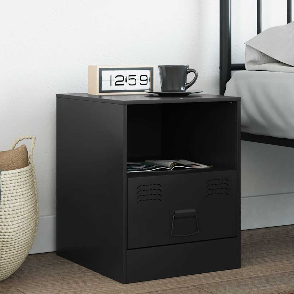 Nightstand Black 34.5 X 39 X 44 Cm Steel