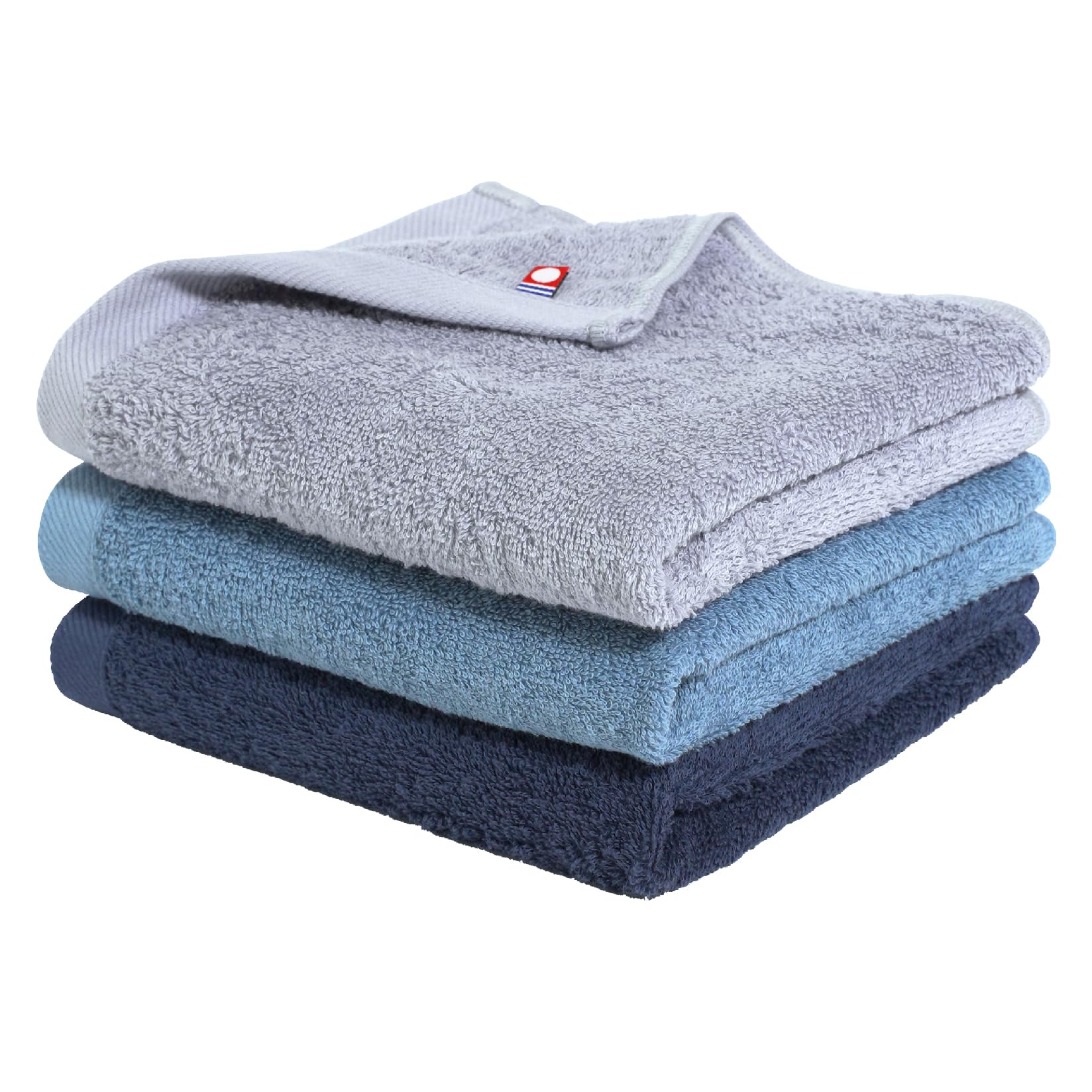 

Imabari Towel Face Towel Set of 3 Medium Thickness Quick Made in 34 x Cotton [Soft Type] Absorbent, Drying, Japan, 80cm, 100% (Smoky Blue, Navy, Gray)