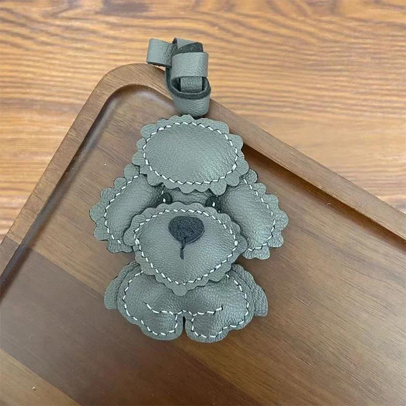 Handmade Genuine Leather Cute Small Flame Bag Pendant Car Key Chain Rope Ring Scarecrow Pendant Decoration New Pendant Bag Charm