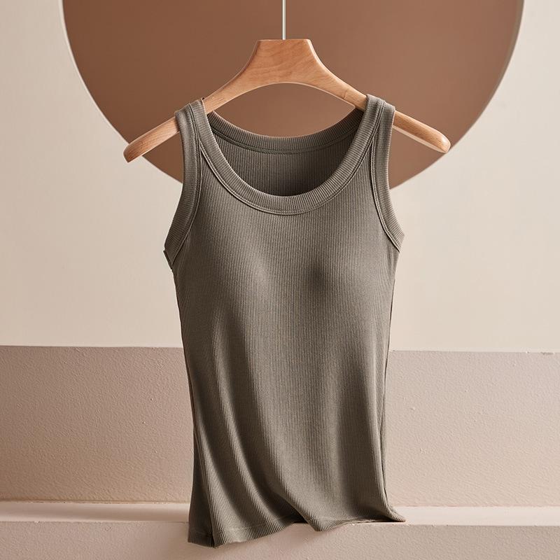 Modal Camisole Vest with Female Thread and Chest Cushion Integrated Thin Sleeveless Bottom and Long Outerwear Top