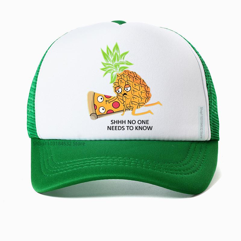 Pineapple Belongs On Pizza Funny Food Pun Baseball Cap Birthday Gift For Men Adult Summer Mesh Breathable Hat