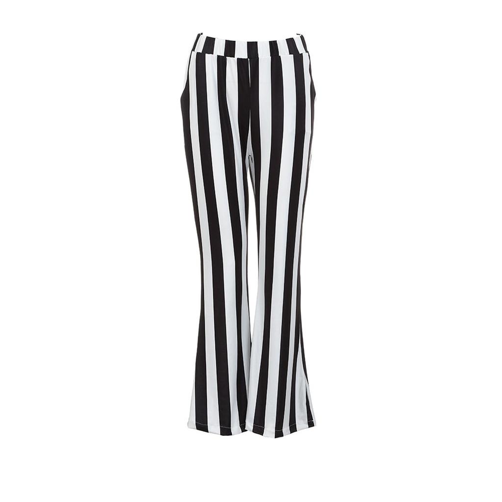 Women's Fashion Stripe Flare Pants With Pockets Casual Pants Yoga Dance Pants