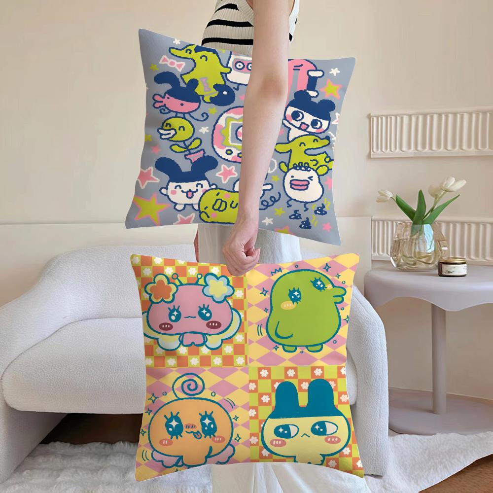 Toy T-Tamagotchi Cushion Cover Breathable Linen Pillowcase Summer Odorless Eco-Friendly Invisible Zipper Washable