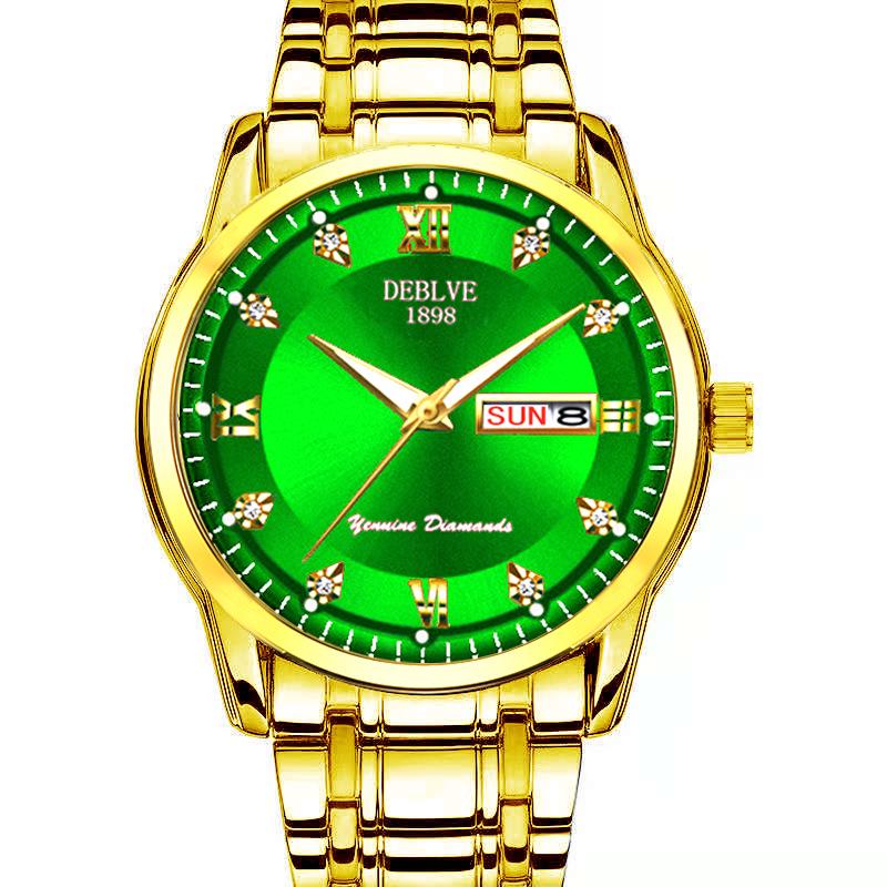 Men's Swiss Double Calendar Watch with Alloy Steel Band, Waterproof & Luminous.