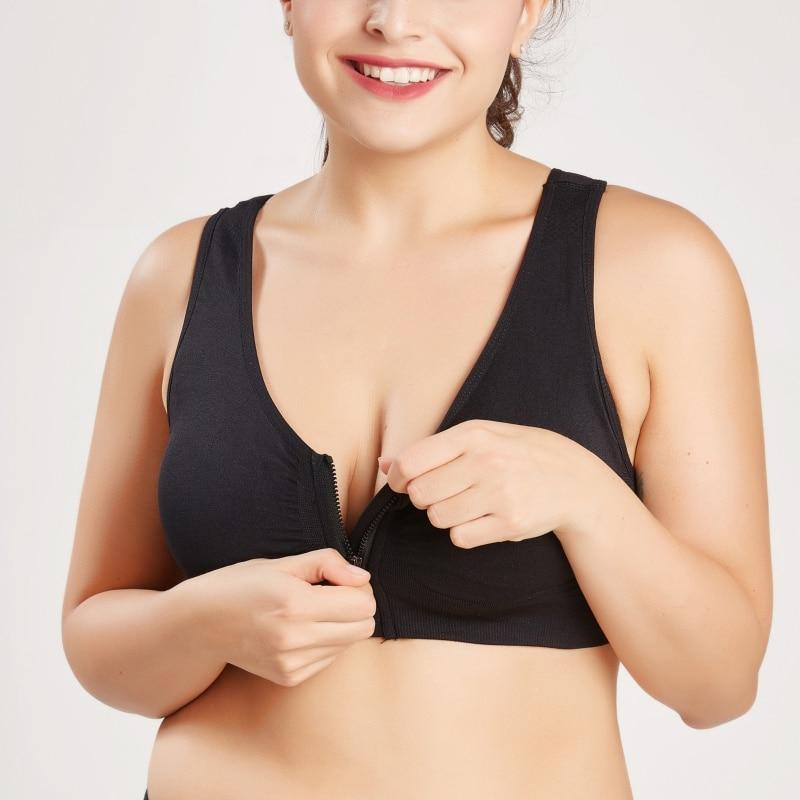 Women's Front Zipper Sports Breathable Wirefree Padded Push Up Sports Top Fitness Gym Yoga Workout Bra Sports Bra Tops