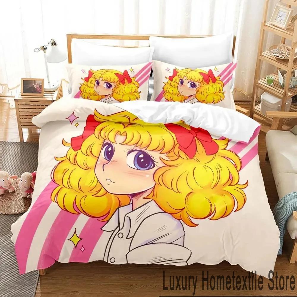 3D-tryck Manga Godis Anime Sängklädesset Pojkar Flickor Twin Queen King Size Påslakan Örngott Säng Pojkar Vuxen Hemtextil