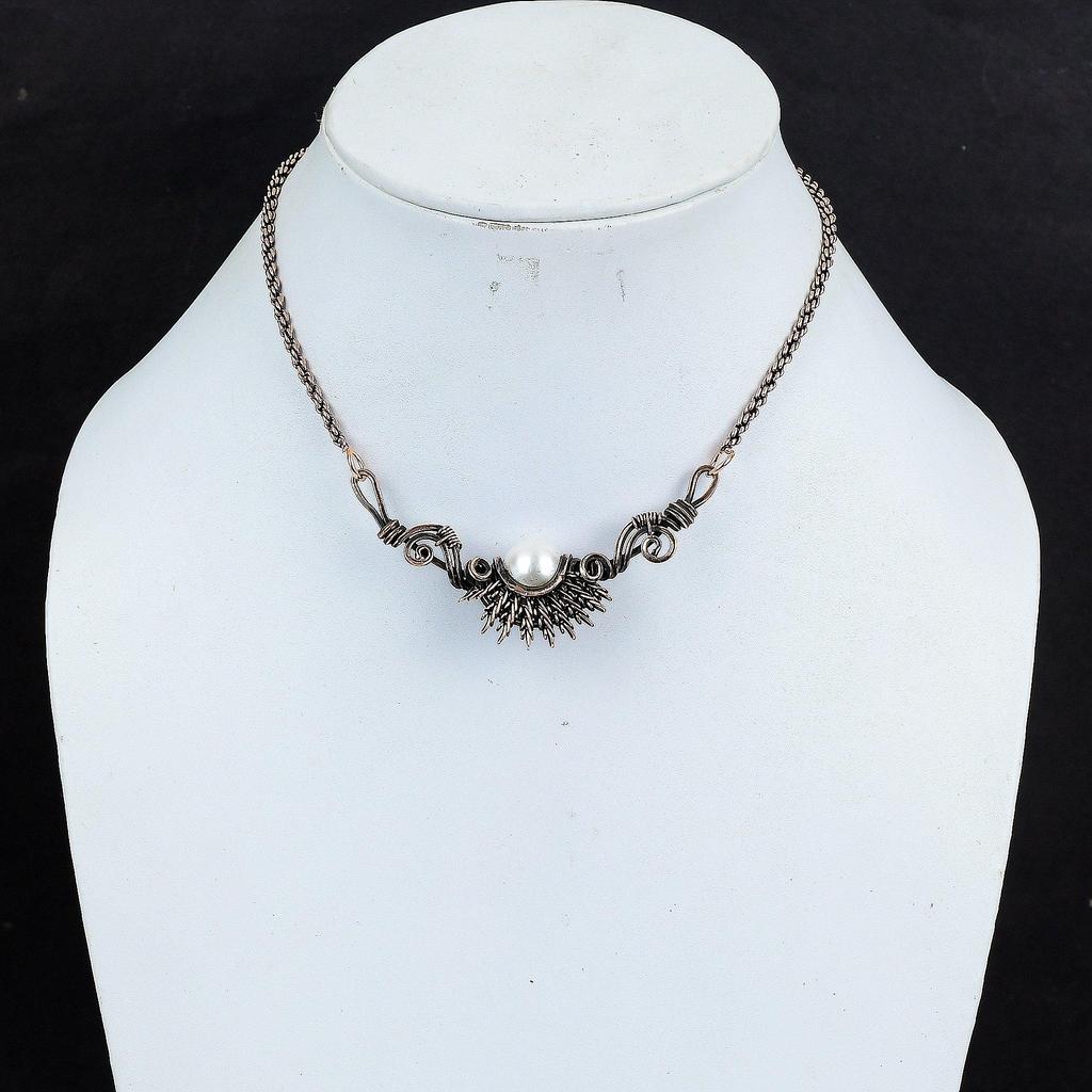 Pearl Gemstone Beautiful Handmade Copper Jewelry Necklace For Her
