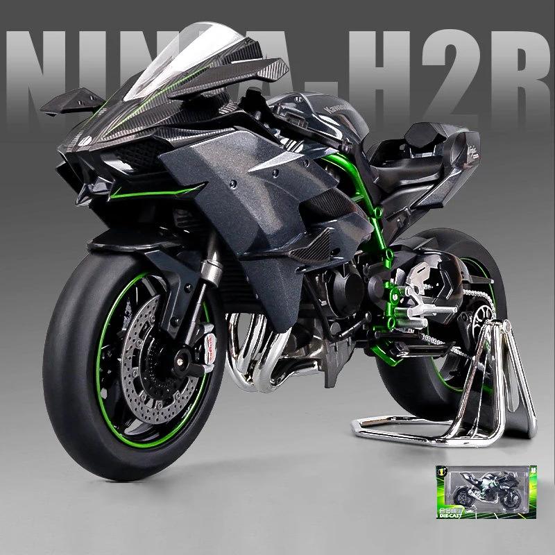 1:9 Kawasaki H2R Ninja V4S S1000RR Alloy Die Cast Motorcycle Model Toy Vehicle Carrying lights Off Road Autocycle Toys Car