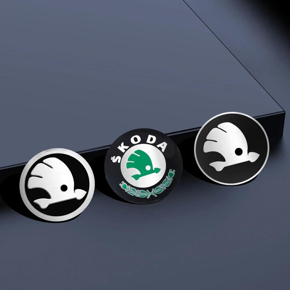 Autoaufkleber 4 Stück 3D 56mm 65mm Autoemblem Radnaben-Mittelkappe Abzeichen Abdeckungen Aufkleber Zubehör Für Skoda Octavia Kodiaq VII Scal