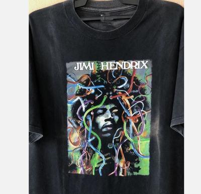 Jimi Hendrix Retro Black T-Shirt Rare Graphic Unisex Reprint S-45XL
