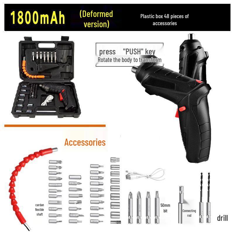 Rechargeable Multi-Functional Electric Screwdriver, Foldable Mini Hand Drill Gun Set