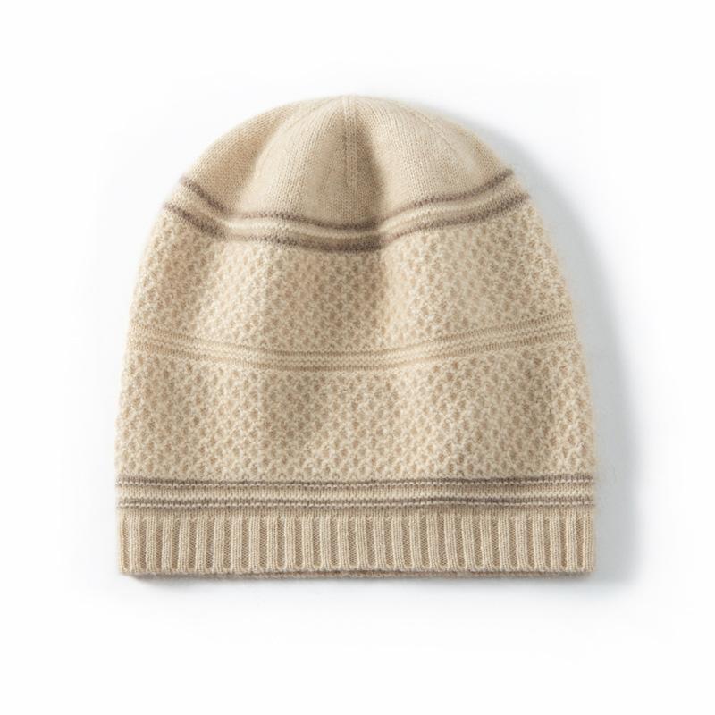 Autumn and Winter Soft Waxy Cashmere Hat Women's Casual Thickened Warm Knitted Foreign Style Bag Head Warm Hat Cold Hat Men