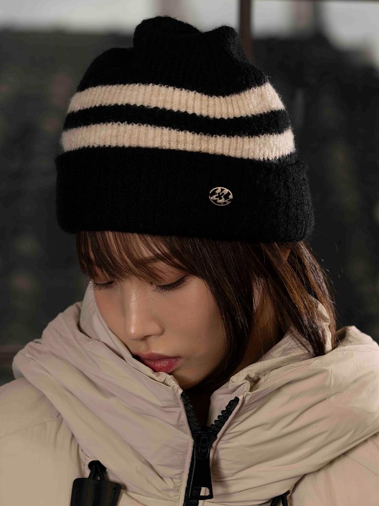 THE GREEN LAB Striped Beanie [Black]