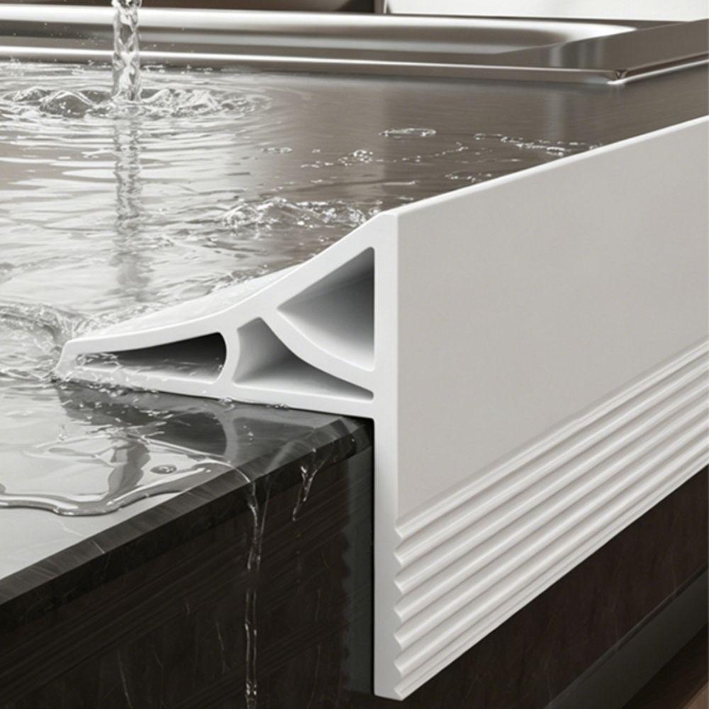 Self Adhesive Countertop Backsplash Double-Rib Support Splash Guard Seal Floor Edge