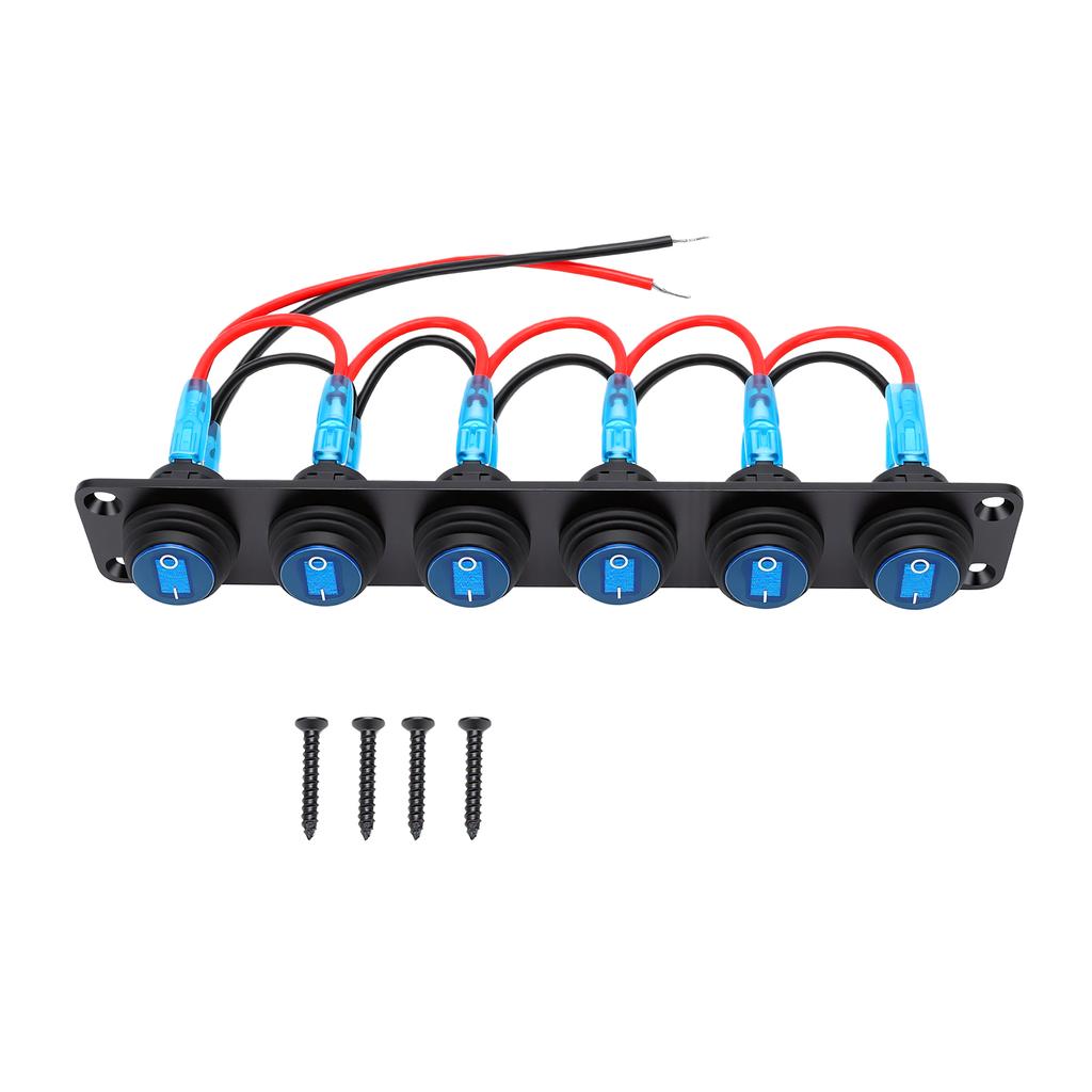 6 Gang Round Switch Panel with LED Water Proof Rocker Switch Panel for Marine Boat