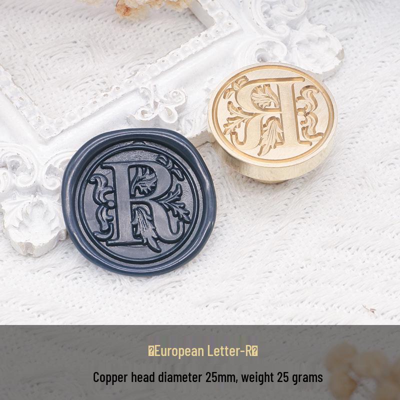 Wax Seal Stamp Head with 26 A-Z Letter Patterns - Retro Copper Design for Envelopes