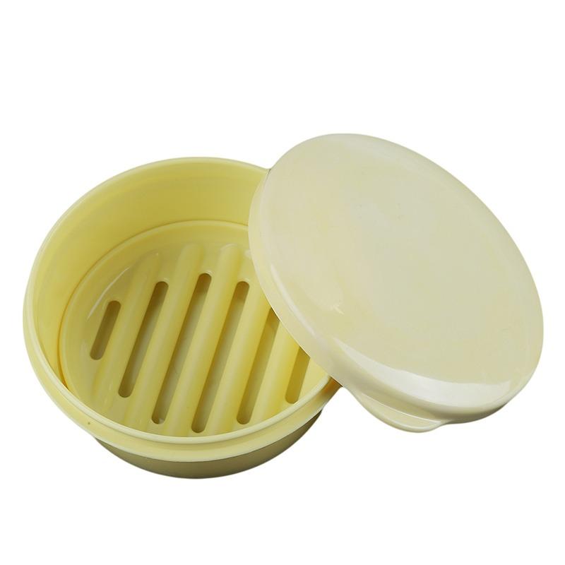Portable Round Soap Dishes Container Leakproof Plastic Drain Soap Holder with Lid for Outdoor Hiking Camping Gym Travel