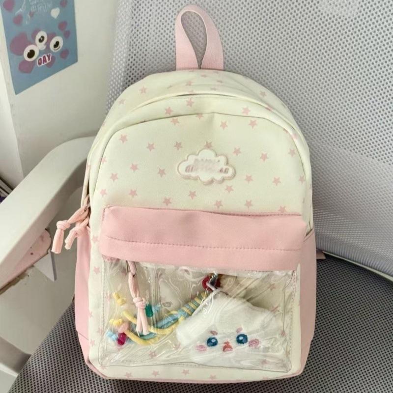 Preppy Backpack Aesthetic Lightweight Casual Daypack for Girls Elementary Middle School College Style Travel