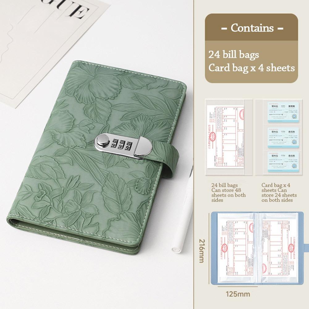 

Водонепроницаемая папка для банковских депозитов Прозрачная внутренняя страница Книга для сбора квитанций зелёный