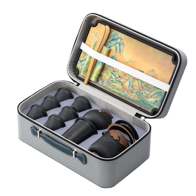 Merchandise Palace Style Forbidden City Ceramic Portable Travel Tea Set Dry Tea Tray Business Mid-Autumn Festival Gifts