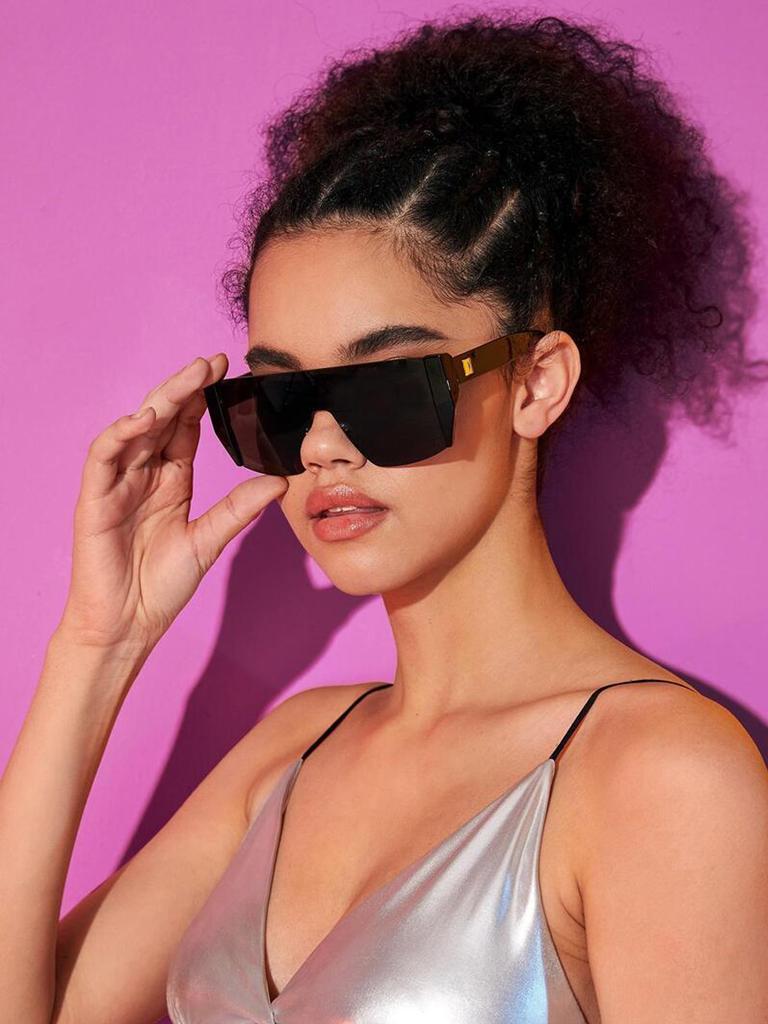 Flat Top Classic Square Sunglasses Woman Brand Designer Shield Punk Mirror One Piece Eyewear Coating Shades UV400