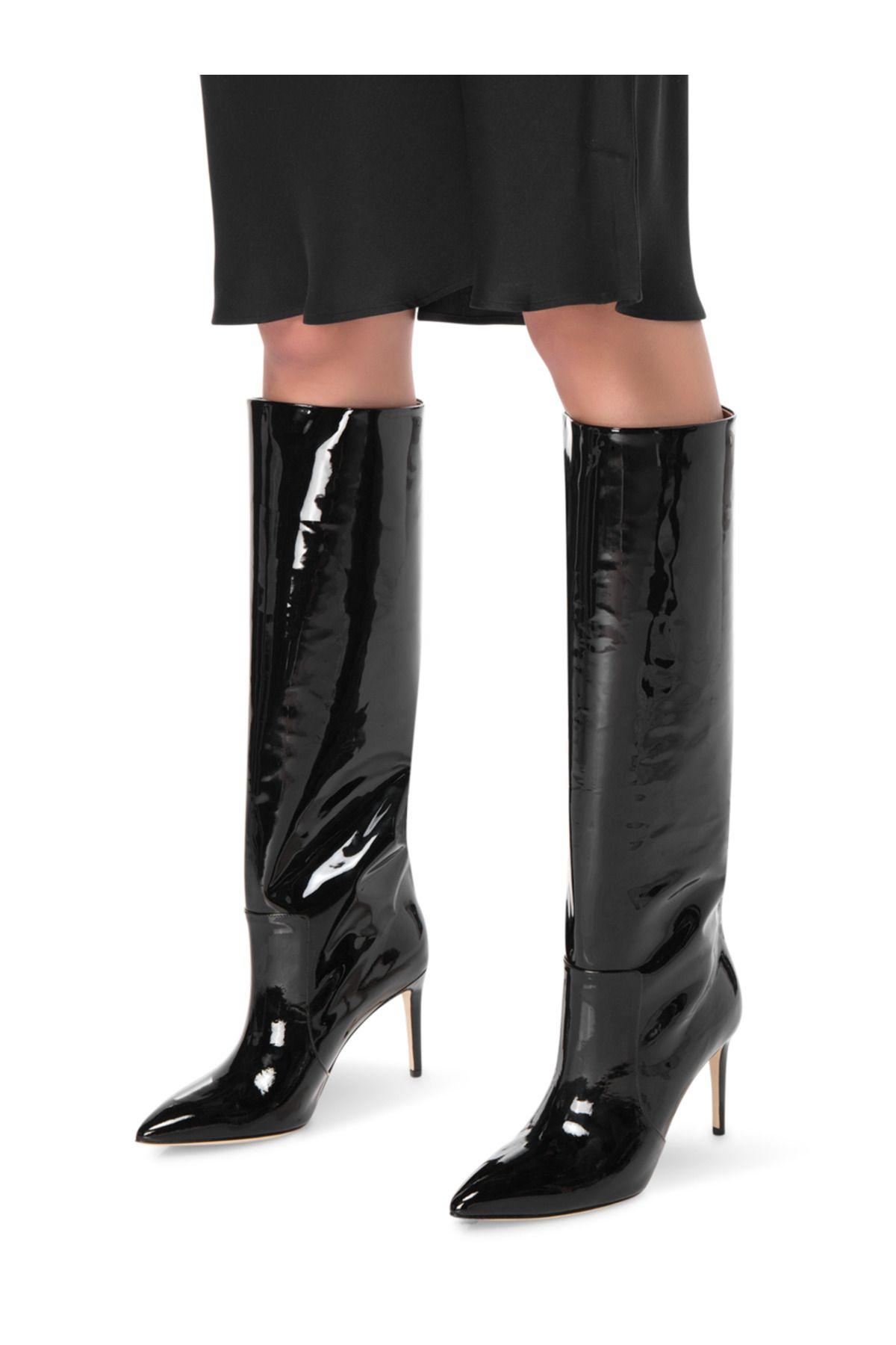 

Женские современные стильные модные ботинки, ботинки из лакированной кожи с паштетом, черные 36