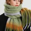 Scarves Men Women Winter Solid Tassel Scarf Versatile Warm Neckerchief Plaid Tassels Shawl Mohair Color Matching Scarf