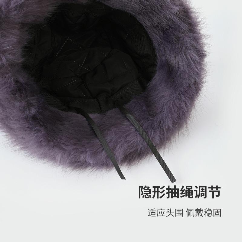 New Autumn and Winter Bright Plush Basin Hat Ladies Tide Fluffy Autumn and Winter Outdoor Warm Bucket Hat