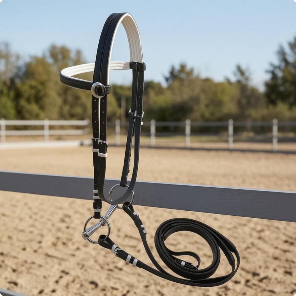 Adjustable Horse Bridle with Rein | NonSlip, Reins, for Stables 125MM Red