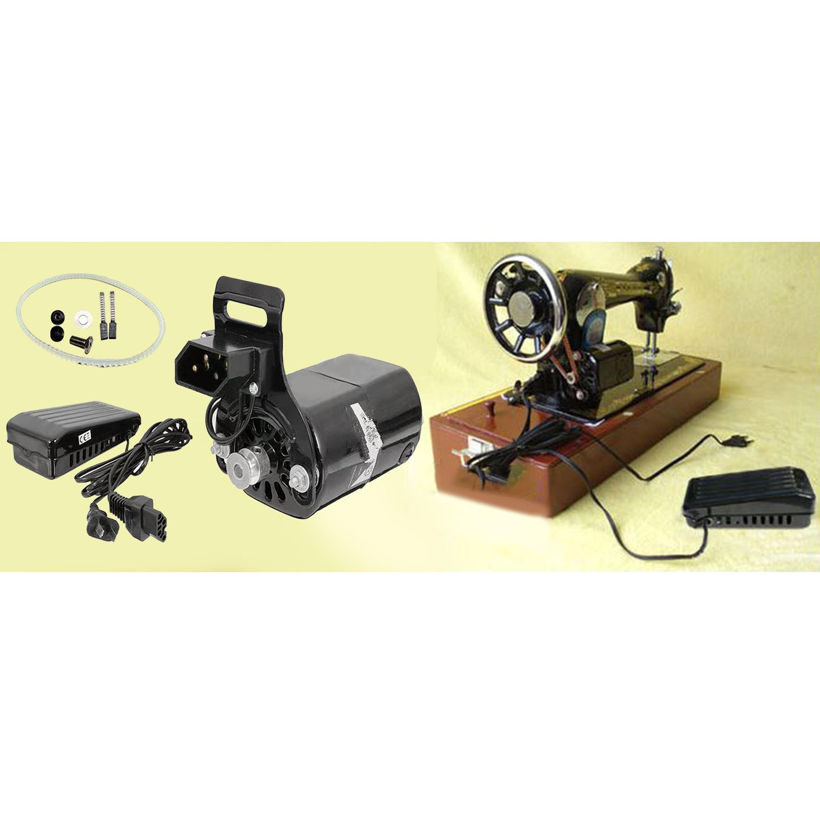 180W Household Old Sewing Machine Motor with Belt Sewing Foot Control Pedal Set Handmade Handecrafts Accessories (US Plug) nero