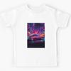 Retro Cyberpunk Car In Neon Cityscape Poster - Futuristic 80s Vibes Kids T-Shirt