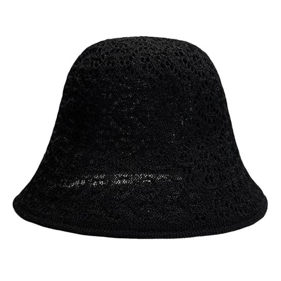 Women Fisherman Hat Hollowed-Out Design Sun Protection Hat Wide Brim Braided Basin Hat Summer Accessory