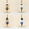 Cute Brown And White Plush Police Bear Keychain Adorable Cartoon Bear Doll For Bags