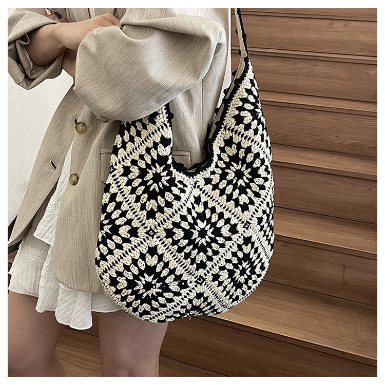 2025 Große Kapazität Mori-Stil Häkel-Baumwolle Schulter-Strand-Tragetasche