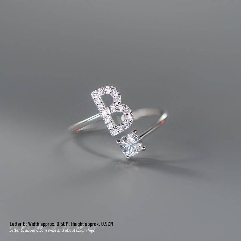 Women's Alphabet Rings: Unique Japanese and Korean Style, Plain Band, Open Design for Index Finger.
